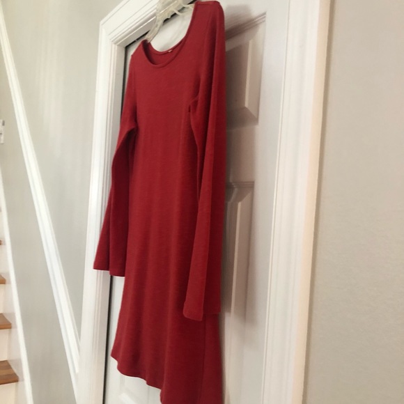 SheIn Cotton Red Long Bell Sleeve Shift Dress - Picture 6 of 16